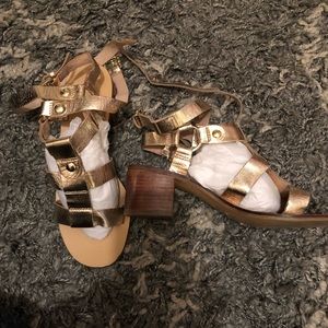 Topshop gold sandal w/ ankle strap